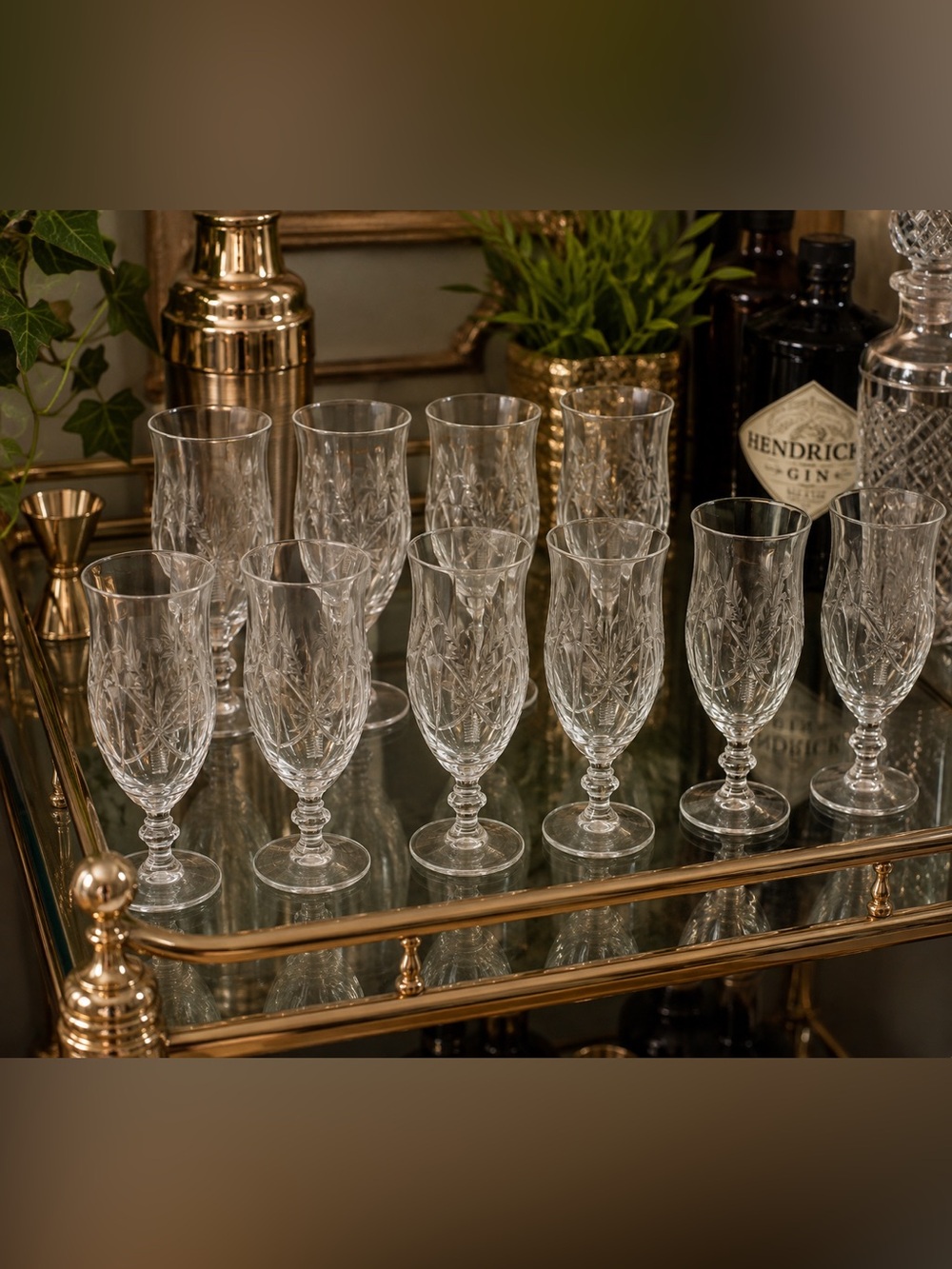 Vintage Rock Sharpe Lynhurst Crystal Water Goblets Set of 10 Cut Glass